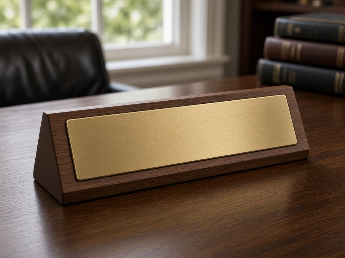 Attorney Desk Nameplate design concept, reverse side