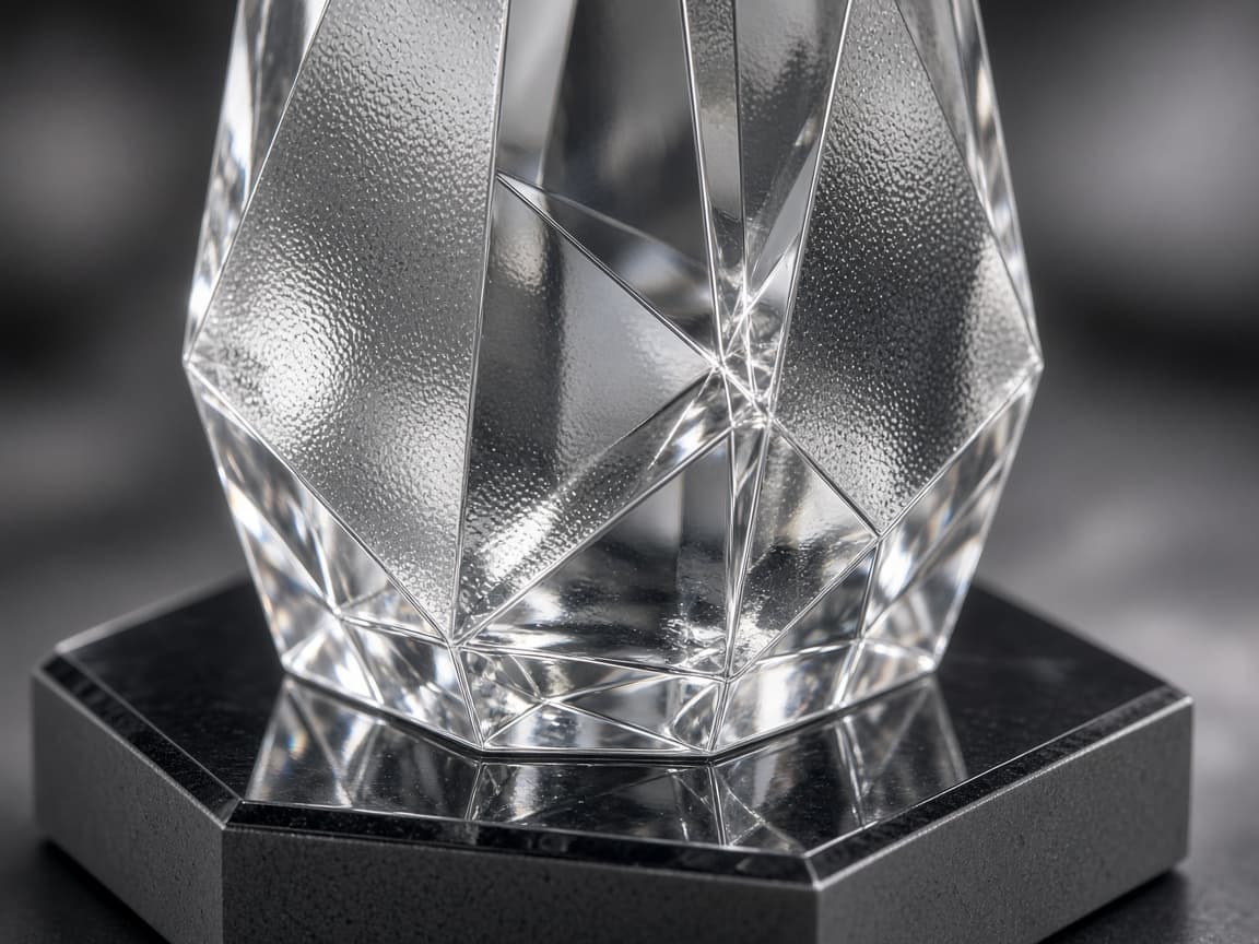 Crystal-Style Legal Excellence Award design concept, close-up of the optical crystal-style acrylic