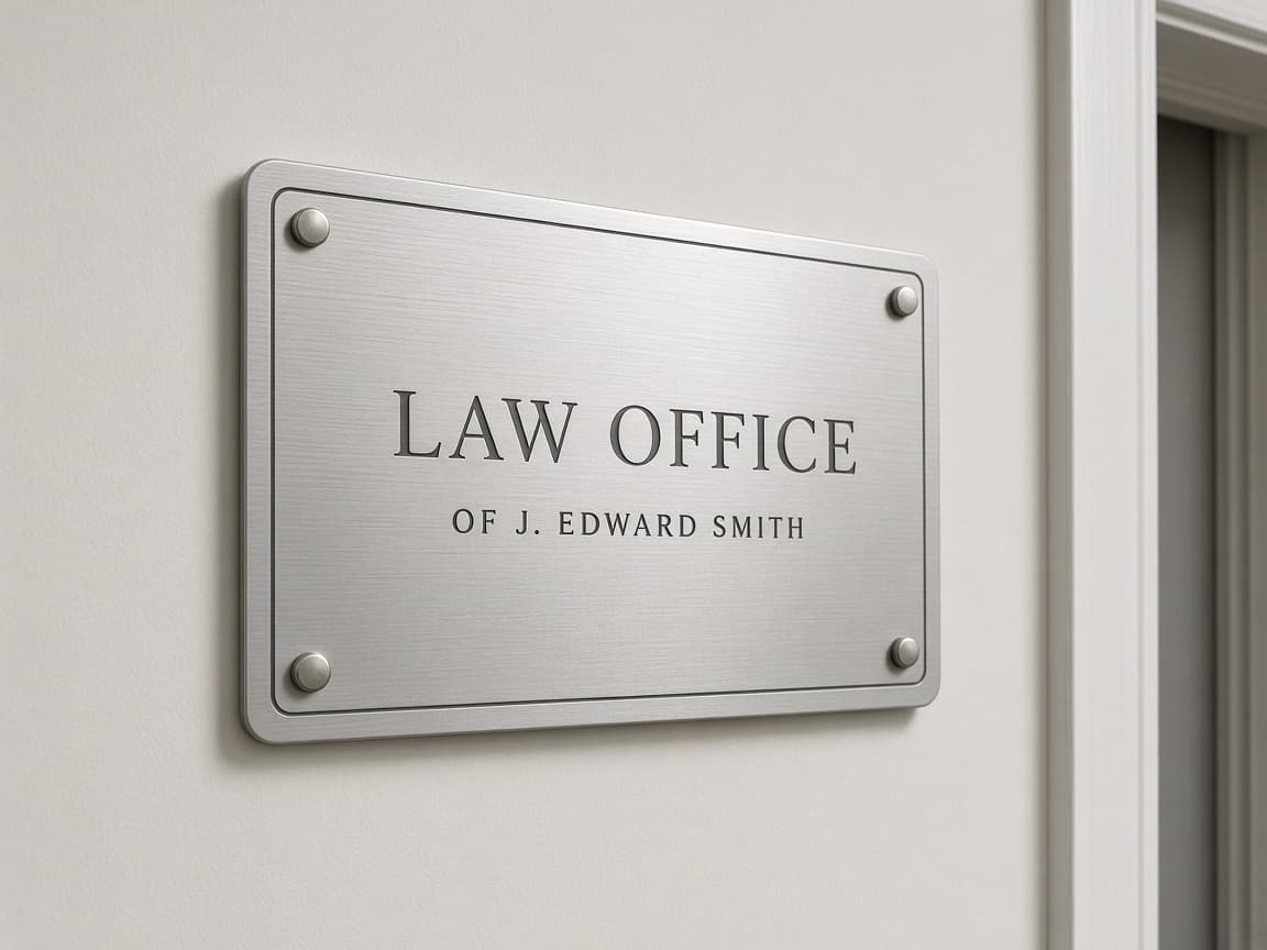 Law Firm Office Plaque design concept, reverse side