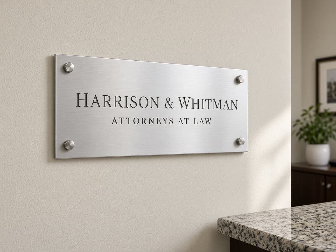 Law Firm Office Plaque design concept in a presentation setting