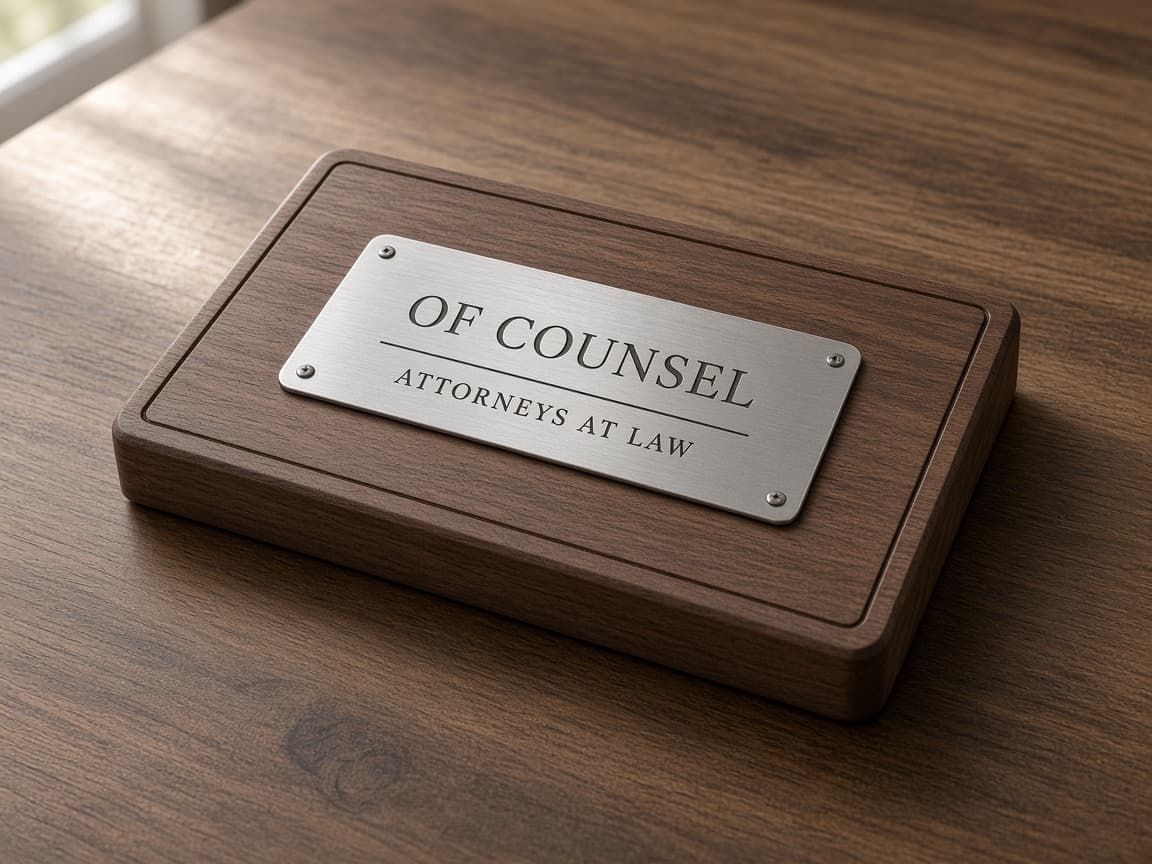 Of Counsel & Retirement Plaque design concept, reverse side