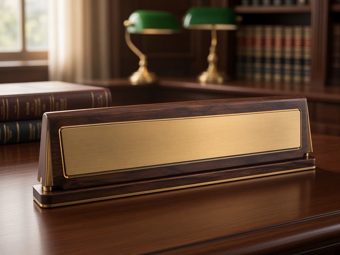 Attorney Desk Nameplate design concept, reverse side
