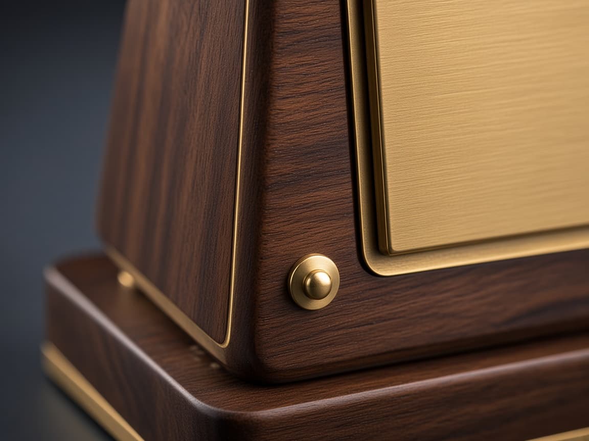 Attorney Desk Nameplate design concept, close-up of the materials