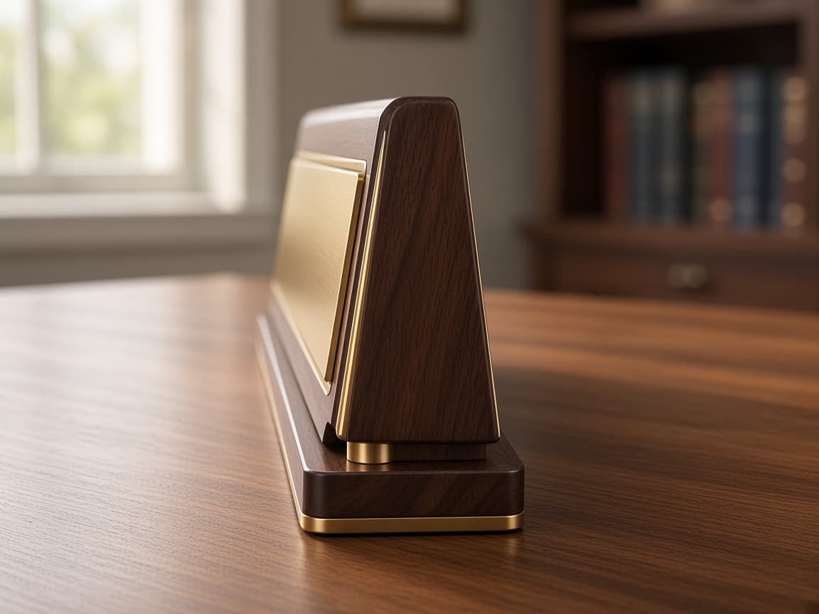 Attorney Desk Nameplate design concept, side view